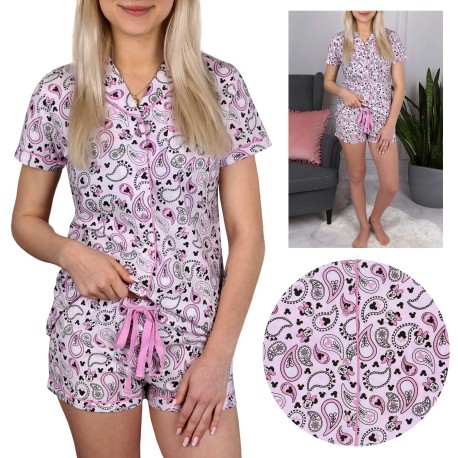 Pink Top & Shorts Pyjama Set For Ladies MINNIE MOUSE DISNEY