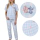 DISNEY Stitch Pigiama blu a maniche corte, in cotone per bambina, pantaloni lunghi, con bottoni