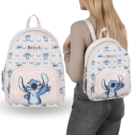 DISNEY Stitch Damski plecak, plecak miejski, beżowy 32x10x25 cm