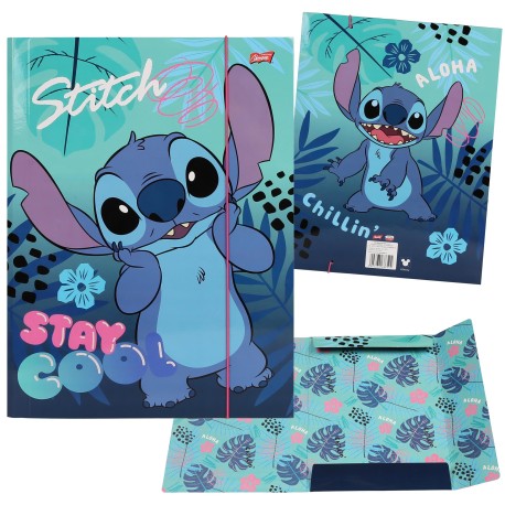 DISNEY Stitch Kolorowa teczka z gumką, teczka szkolna A4 dla dzieci