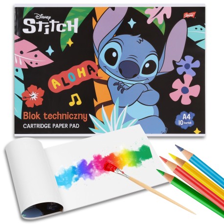 DISNEY Stitch Blok techniczny biały A4 10 kartek