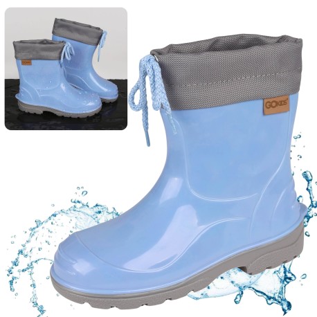 LEMIGO KIMMY Chaussons pour enfants avec fixation - bottes de pluie imperméables avec semelle antidérapante, bleues