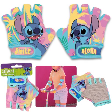 DISNEY Stitch Dětské cyklistické rukavice pro holčičky, na suchý zip