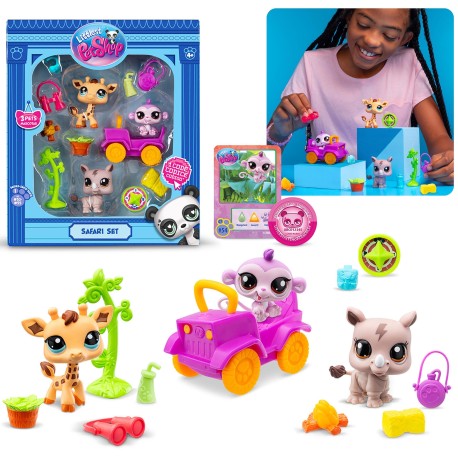 Littlest Pet Shop Zestaw figurek Safari, zwierzątka, ruchome figurki 4+