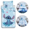 DISNEY Stitch Blauw katoenen kinderbeddengoed, voor meisjes, ritssluiting, 100% katoen, 140x200cm OEKO-TEX