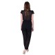 Black, Full Mesh, Short Sleeved, Wide Leg  Jumpsuit For Ladies By John Zack