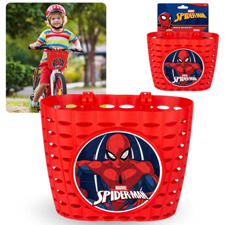 MARVEL Spider-Man Koszyczek na kierownicę dla dzieci, koszyk chłopięcy na rower, hulajnogę  20x15x16 cm