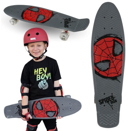 MARVEL Spider-Man Dziecięca deskorolka FISZKA 67cm, antypoślizgowa, lekka i stabilna do 100 kg