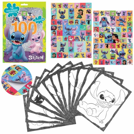 DISNEY Stitch Zestaw do malowania/rysowania, naklejki dla dzieci + kolorowanka, zestaw kreatywny