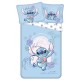 DISNEY Stitch Niebiesko-biała, dwustronna pościel dziecięca, dla dziewczynki, na zamek, 100% bawełna, 140x200cm OEKO-TEX
