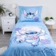 DISNEY Stitch Niebiesko-biała, dwustronna pościel dziecięca, dla dziewczynki, na zamek, 100% bawełna, 140x200cm OEKO-TEX
