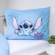 DISNEY Stitch Niebiesko-biała, dwustronna pościel dziecięca, dla dziewczynki, na zamek, 100% bawełna, 140x200cm OEKO-TEX