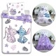 DISNEY Stitch Biało-fioletowa, dwustronna pościel dziecięca, dla dziewczynki, na zamek, 100% bawełna, 160x200cm OEKO-TEX