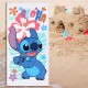 DISNEY Stitch Biały ręcznik bawełniany, ręcznik plażowy, kąpielowy dla dzieci 70x140 cm OEKO-TEX