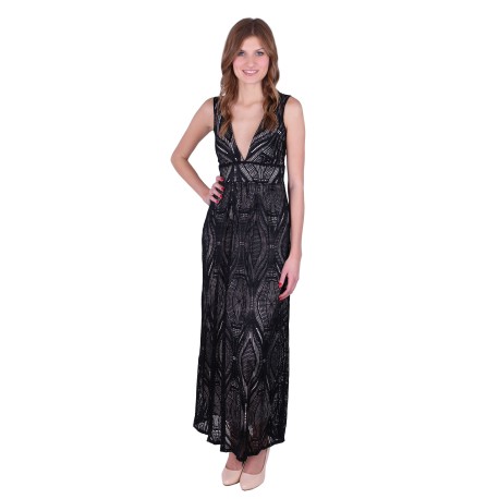 Black Lace, Sleeveless Cocktail Maxi Dress by John Zack 