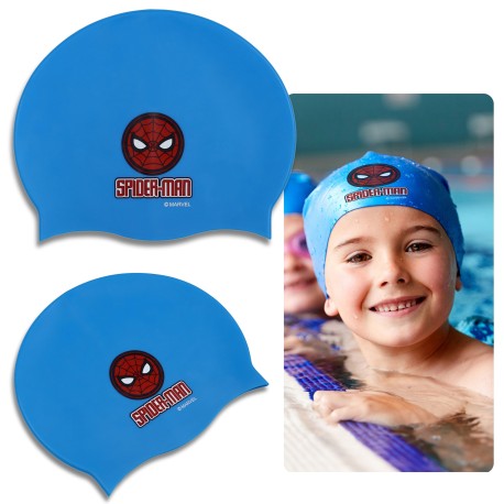 Spider-Man Bonnet de bain MARVEL en silicone pour enfants 3+, Extensible, Taille universelle pour piscine