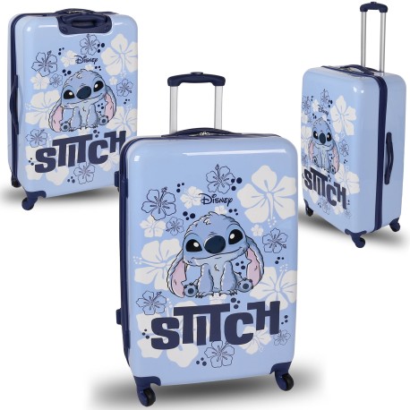 DISNEY Stitch Niebieska walizka w twardej obudowie, walizka na kółkach, 76,5x50x28,5cm