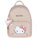 Hello Kitty Beżowy plecak lniany z brelokiem, damski, miejski  32x25x12cm