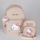 Hello Kitty Beżowy plecak lniany z brelokiem, damski, miejski  32x25x12cm