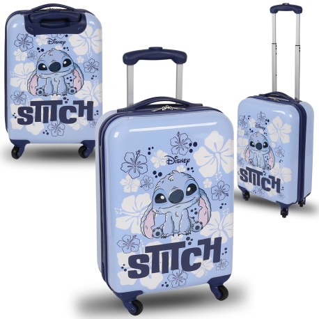 DISNEY Stitch Niebieska walizka w twardej obudowie, walizka na kółkach 54x35x20cm