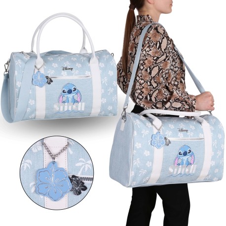 Disney Stitch Niebieska torba damski, podróżna, torba turystyczna, bagaż podręczny na zamek 44x18x26cm