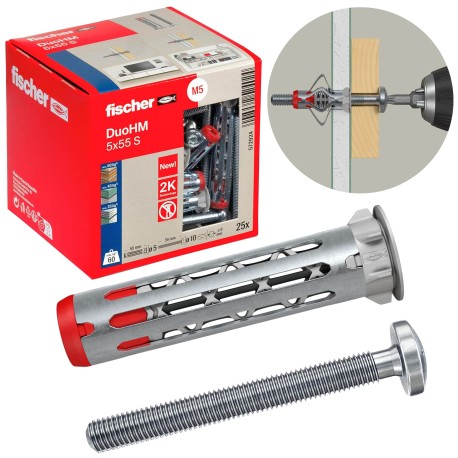 Fischer Kołki DuoHM 5x55 S PH TX, śruba z łbem soczewkowym, napęd TORX