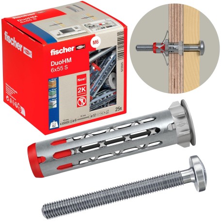 Fischer Kołki DuoHM 6 x 55 S PH TX, śruba z łbem soczewkowym, napęd TORX