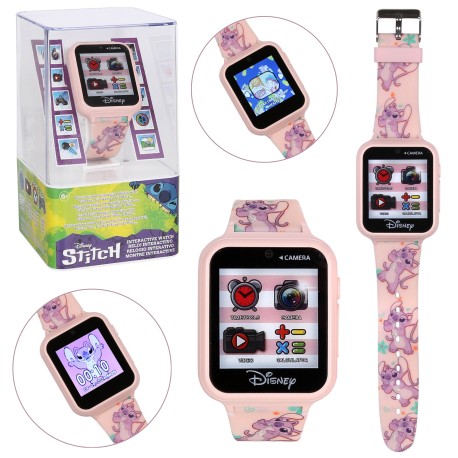 DISNEY Andzia i Stitch Różowy, wielofunkcyjny zegarek dla dzieci, smartwatrch, zegarek interaktywny