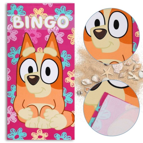 Bluey Bingo Ręcznik plażowy, kąpielowy dla dzieci 70x140 cm OEKO-TEX