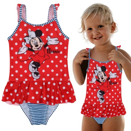 DISNEY Myszka Minnie Czerwony strój kąpielowy w groszki, dziewczecy