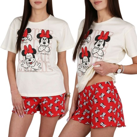 DISNEY Myszka Minnie Damska piżama z krótkim rękawem, NA LATO dwuczęściowa, bawełniana