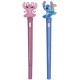 DISNEY Stitch 2x Długopis żelowy ŚWIECĄCY, długopis z figurką, niebieski tusz, szkolny