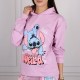 DISNEY Stitch Fioletowa bluza z kapturem dla dziewczynki, wciągana przez głowę, bawełniana