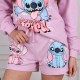 DISNEY Stitch Bawełniane, krótkie spodenki dla dziewczynki, fioletowe z kieszonką