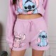 DISNEY Stitch Bawełniane, krótkie spodenki dla dziewczynki, fioletowe z kieszonką