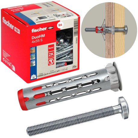 Fischer Kołki DuoHM 4 x 55 S PH TX, śruba z łbem soczewkowym, napęd TORX 25szt