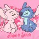 DISNEY Stitch Różowa sukienka z tiulem na krótki rękaw, sukienka dziewczęca