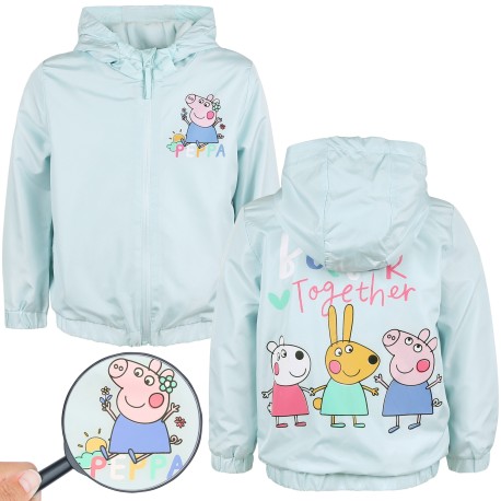 Świnka Peppa Kurtka dla dziewczynki, wiatrówka z kapturem, podszyta polarem