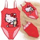 Hello Kitty Dziewczęcy strój kąpielowy, czerwony strój kąpielowy, jednoczęściowy w groszki