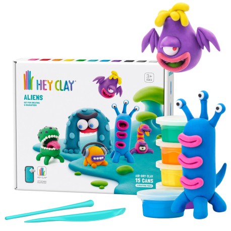 Hey Clay Obcy Masa plastyczna do zabawy + akcesoria, ciastolina, masa piankowa 15 kolorów