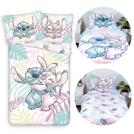 DISNEY Stitch Andzia DWUSTRONNA, bawełniana pościel dziecięca na zamek, 100% BAWEŁNA 140x200cm+70x90cm OEKO-TEX