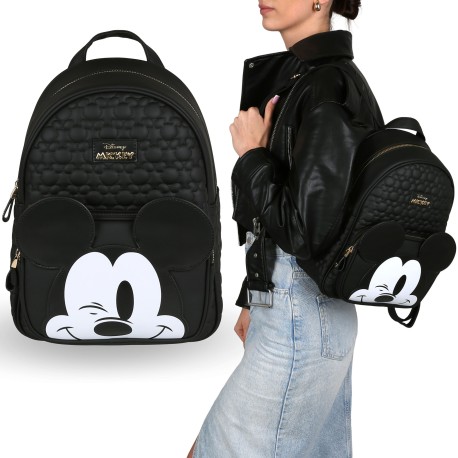 DISNEY Myszka Minnie Czarny, pikowany plecak młodzieżowy, POJEMNY damski miejski plecak