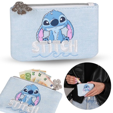 DISNEY Stitch Niebieska portmonetka zapinan na zamek, saszetka na drobiazgi