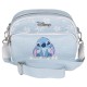 DISNEY Stitch Niebieska torebka damska z regulowanym paskiem, mała torebka 21x16x8cm