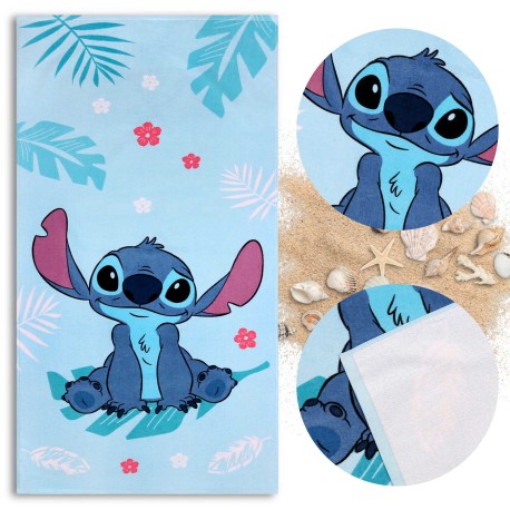 DISNEY Stitch SZYBKOSCHNĄCY Ręcznik plażowy, kąpielowy dla dzieci MIKROFIBRA 70x140 cm OEKO-TEX