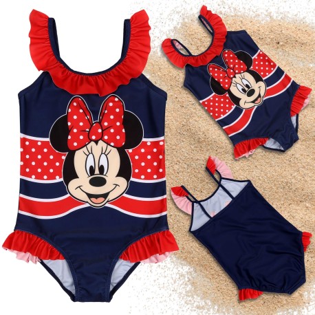 DISNEY Myszka Minnie Dziewczęcy strój kąpielowy, granatowy strój kąpielowy, jednoczęściowy OEKO-TEX