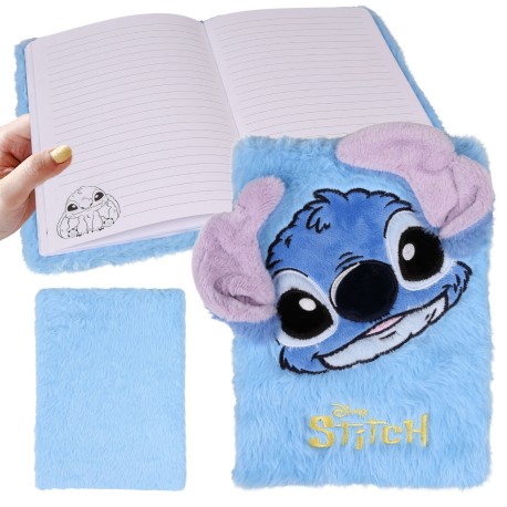 DISNEY Stitch Niebieski, pluszowy notes w linie A5, dla dzieci