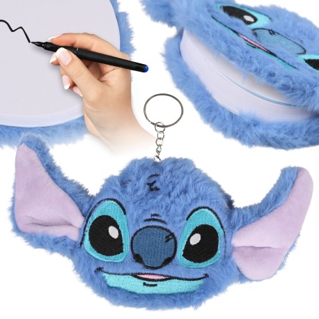 DISNEY Stitch Futrzany notesik z gładkimi kartkami, brelok 2w1
