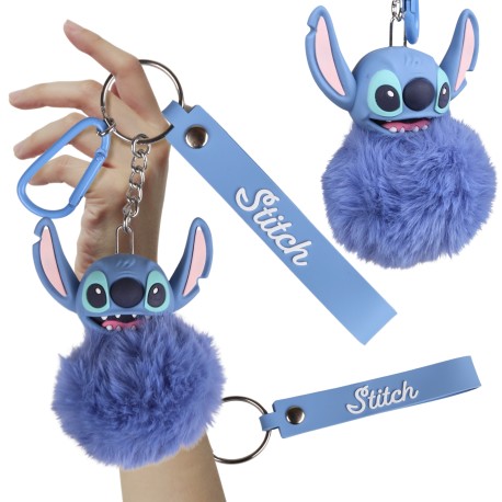 DISNEY Stitch Futrzany brelok do kluczy, karabińczyk, niebieski
