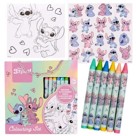 DISNEY Stitch Przenosny zestaw do kolorowania, kredki woskowe + kolorowanki